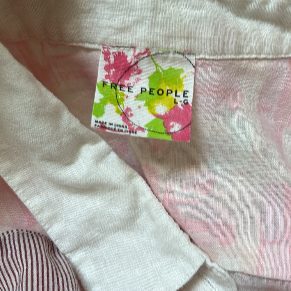 Free People linen blend patchwork button down - Picture 5 of 7